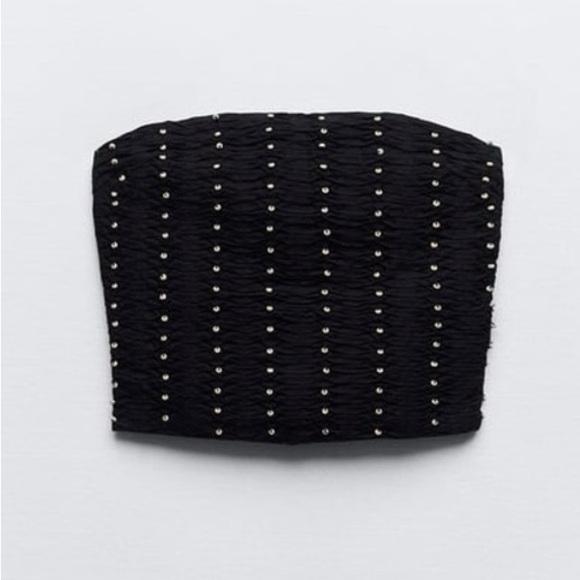 ZARA BEADED STRAPLESS TOP. SIZE M. BLACK COLOR - Picture 7 of 9